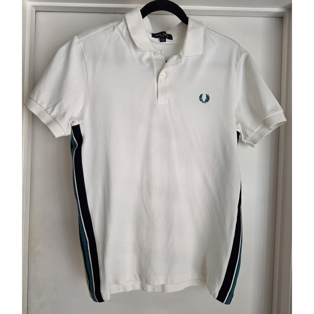 Fred Perry Men's Polo Shirt Size M Short Sleeve White Cotton Tennis Style Preppy